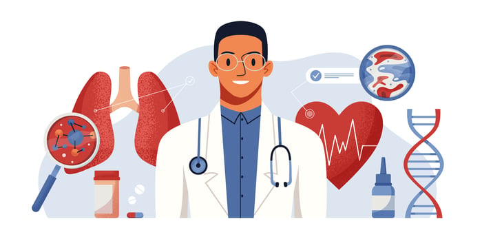 human anatomy showcasing lungs and heart in a graphic illustration