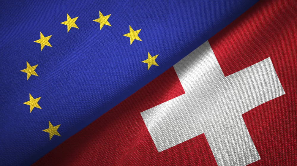 the swiss and EU flags