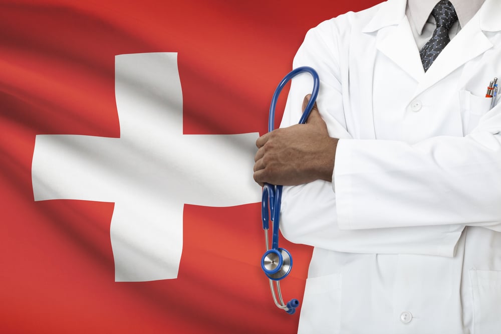 the Swiss flag and a doctor